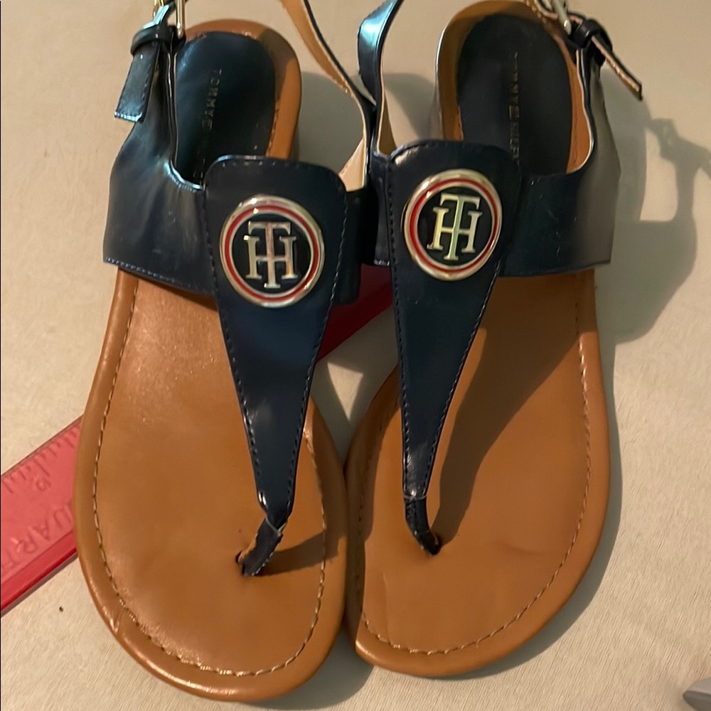 Tommy Hilfiger Navy and Tan Sandals